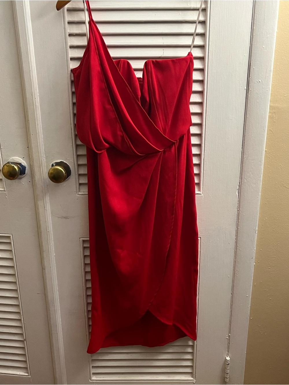 ASOS Women's Red One Shoulder Cami Drape Midi Dress Size 8